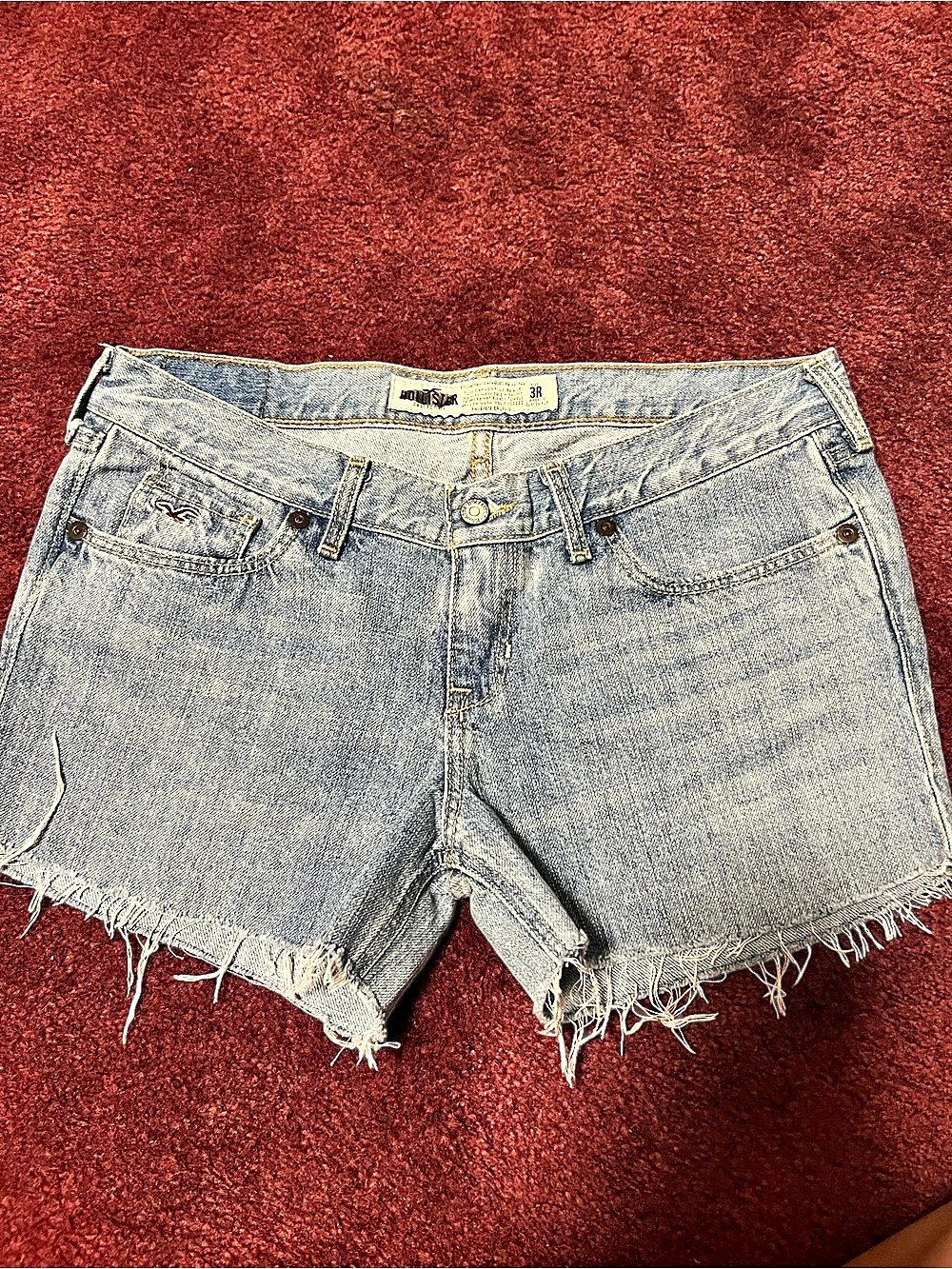 Low Rise Y2K Hollister Women's Denim Jean Shorts Blue